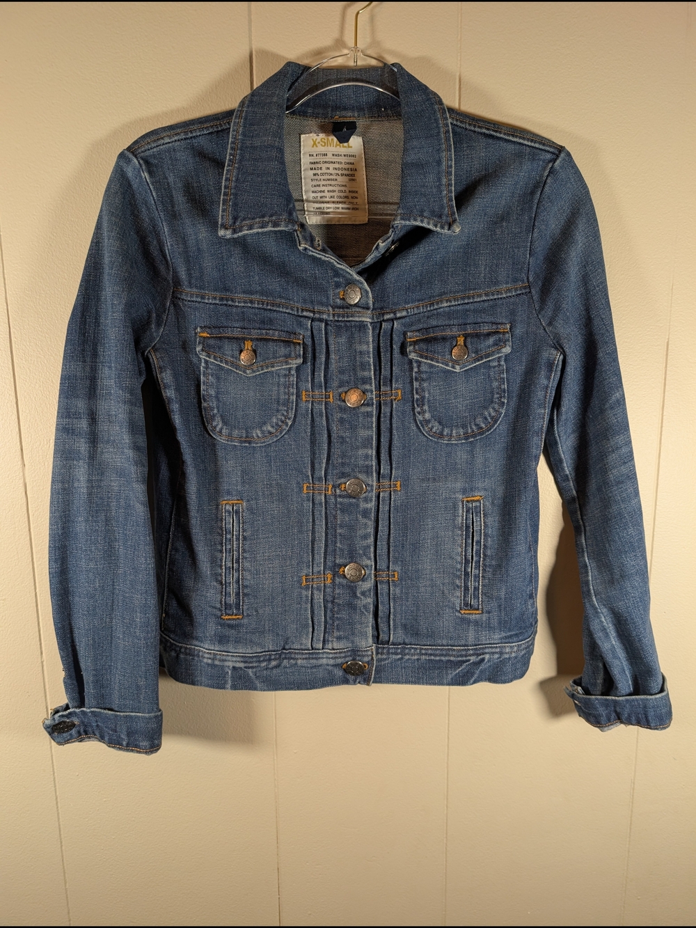 J.Crew Denim Jacket Womens XS Blue Stretch Jean Jacket Cropped Fitted Y2k